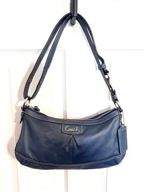 Coach Park Leather East–West Duffle Shoulder Bag in Metallic Navy F19729
